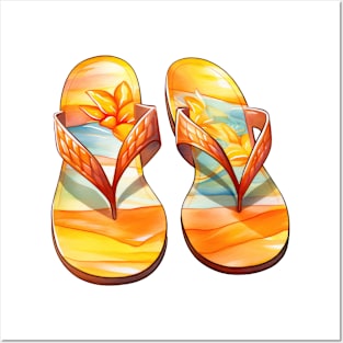 Watercolor Flip Flops #5 Posters and Art